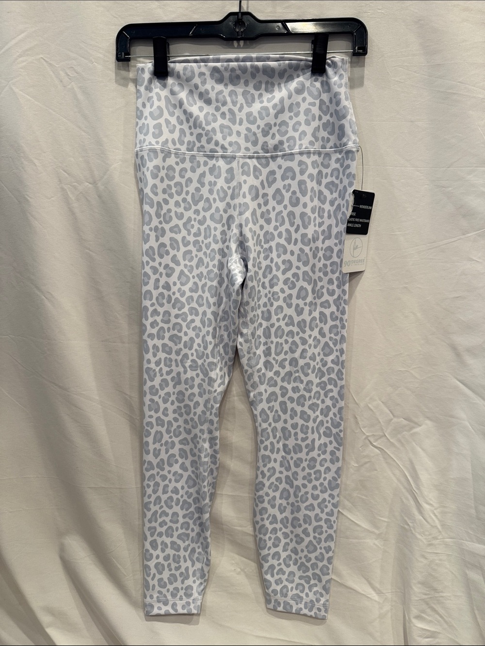 90 Degree By Reflex White Leggings with Light Gray Leopard Print